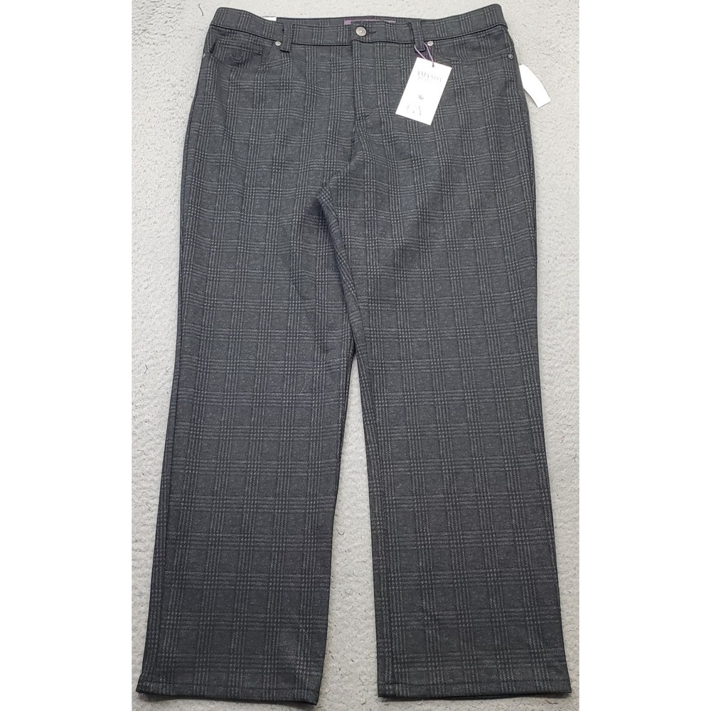 Gloria Vanderbilt Amanda Ponte Pants Womens 16S Gray Marilyn Plaid Straight Leg